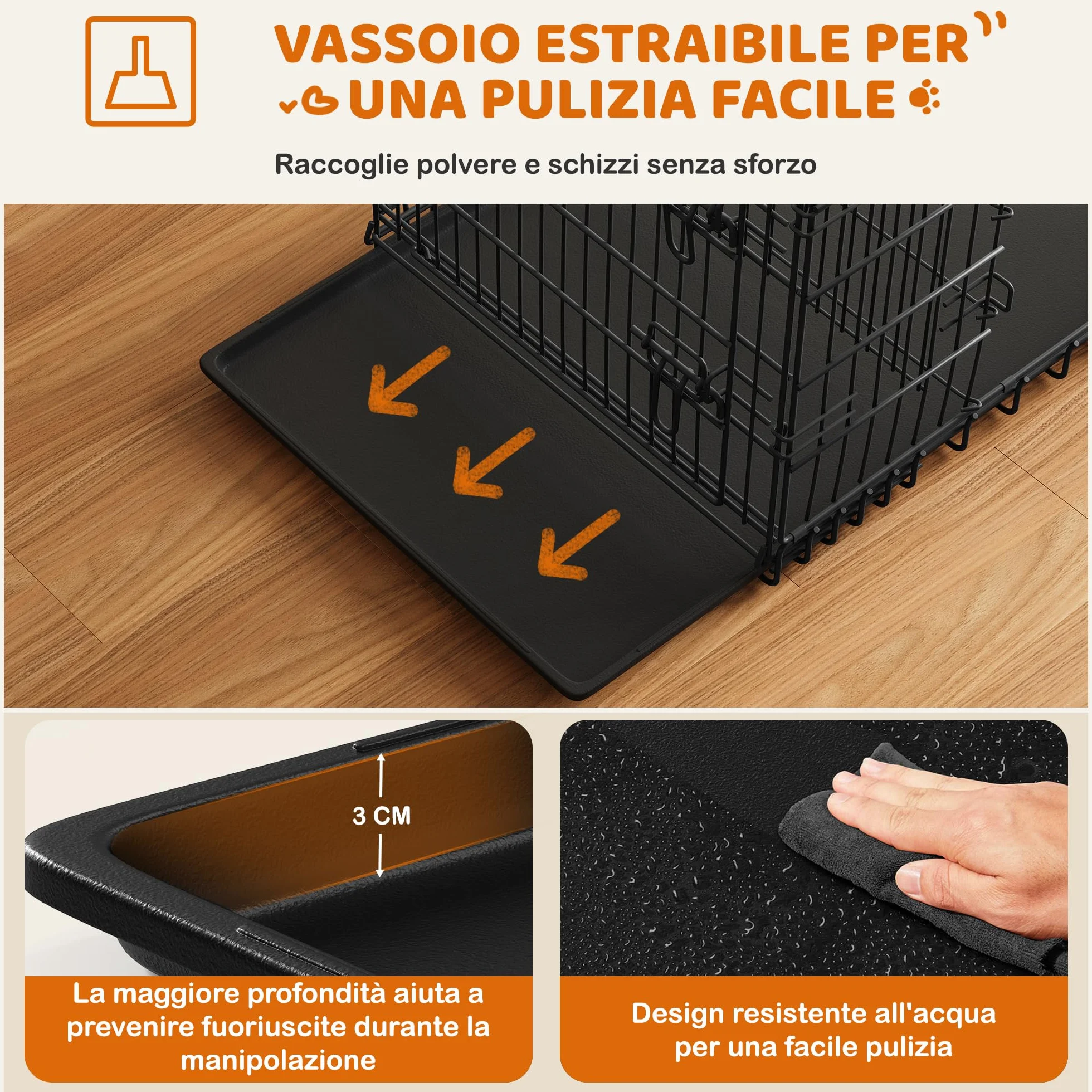 Yaheetech Gabbia per Cani Gatti Kennel in Metallo Pieghevole 107x60x66 cm Nero