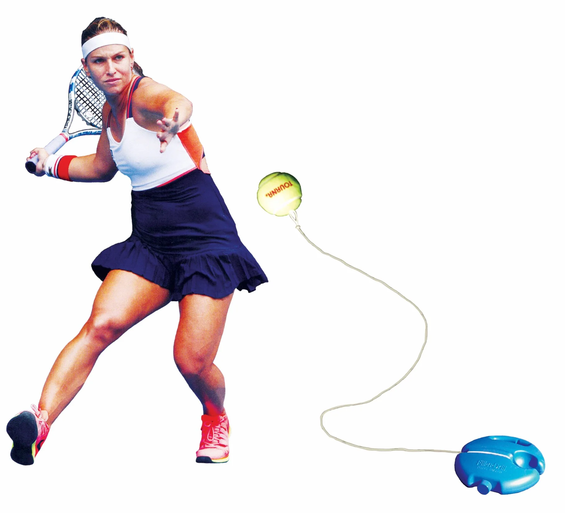 Tourna Fill & Drill Tennis Trainer, Base con Corda per Allenamento