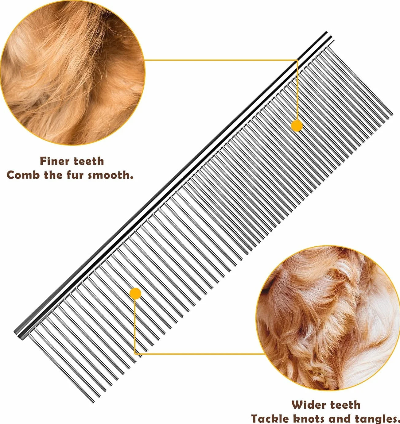 Candure Spazzola per Cani, Pettine Gatti per Pelo Acciaio Inossidabile 11+6 Doppia Faccia Strumento di Deshedding Animali per Cane Pelo Lungo, Medio e Corto (Verde)