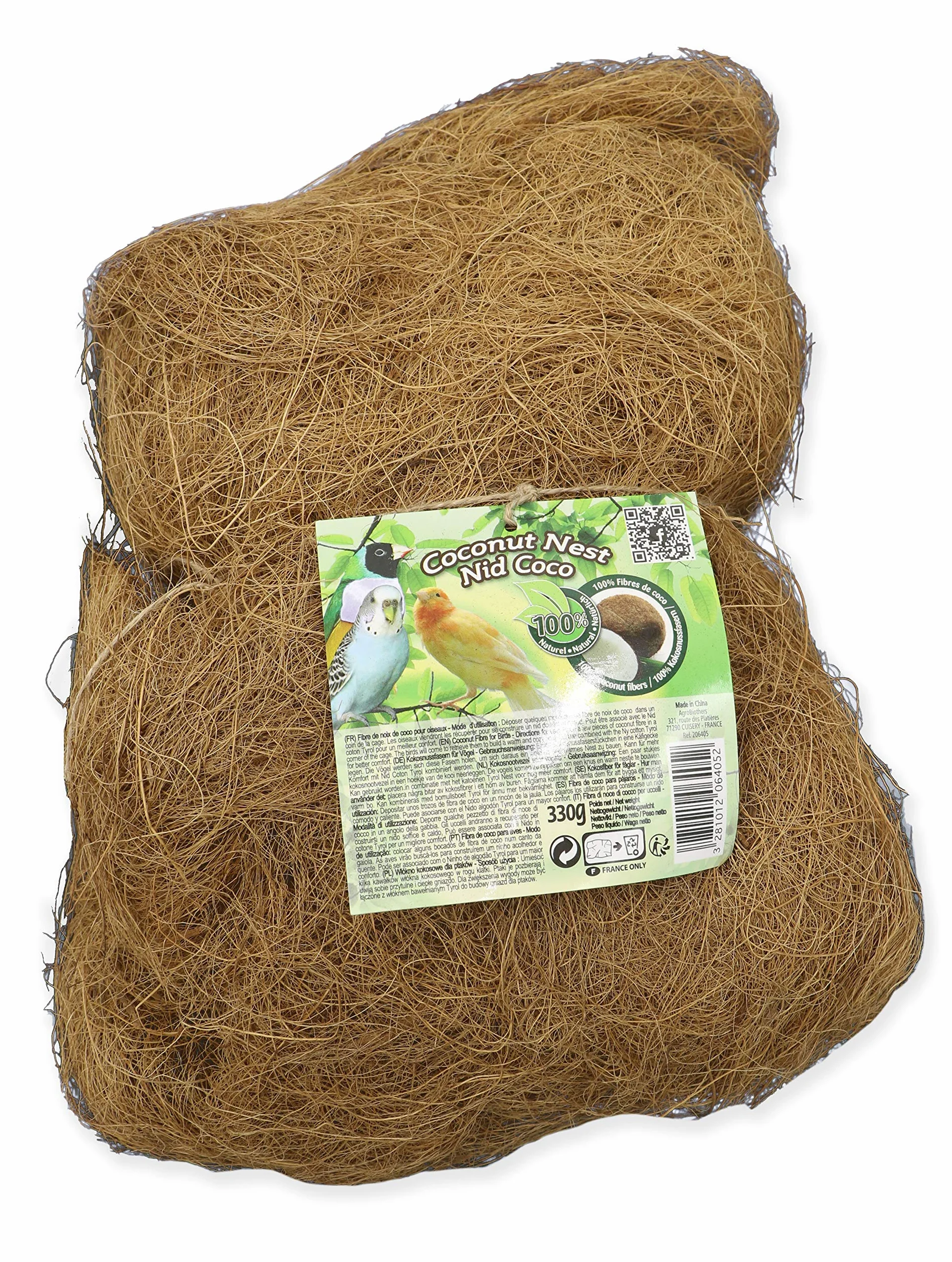 Palla in fibra di cocco per uccelli 300g Marrone TYROL